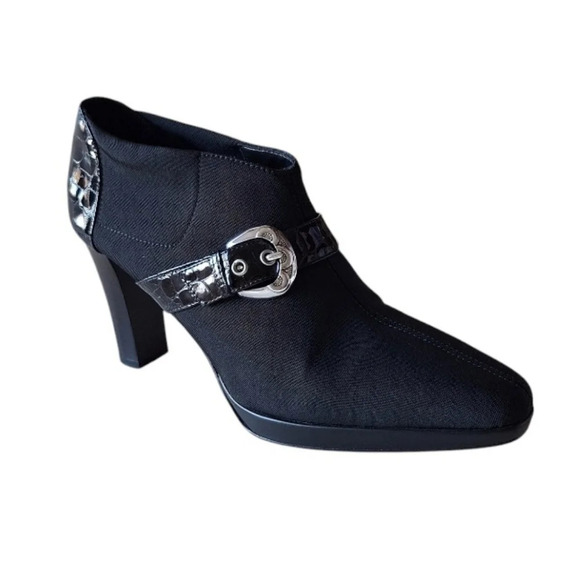 Brighton Song Stretch Fabric and Leather Trim Ankle Boot Italy Rocker Whimsigoth - Picture 1 of 9